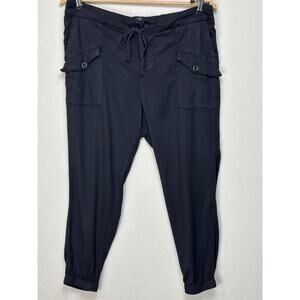 Torrid Premium Sz 14 Black Tie Waist Pants Ankle Capri Drawstring Joggers Casual